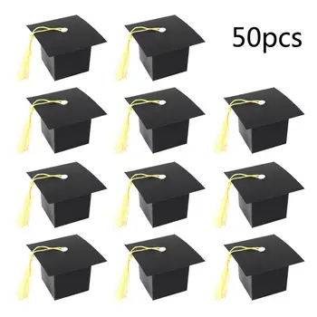 

30/50pcs Fashion Mini Graduation Student Cap Shaped Paper Graduating Candy Treat Boxe Gift with Tassel For Graduated Party Gifts