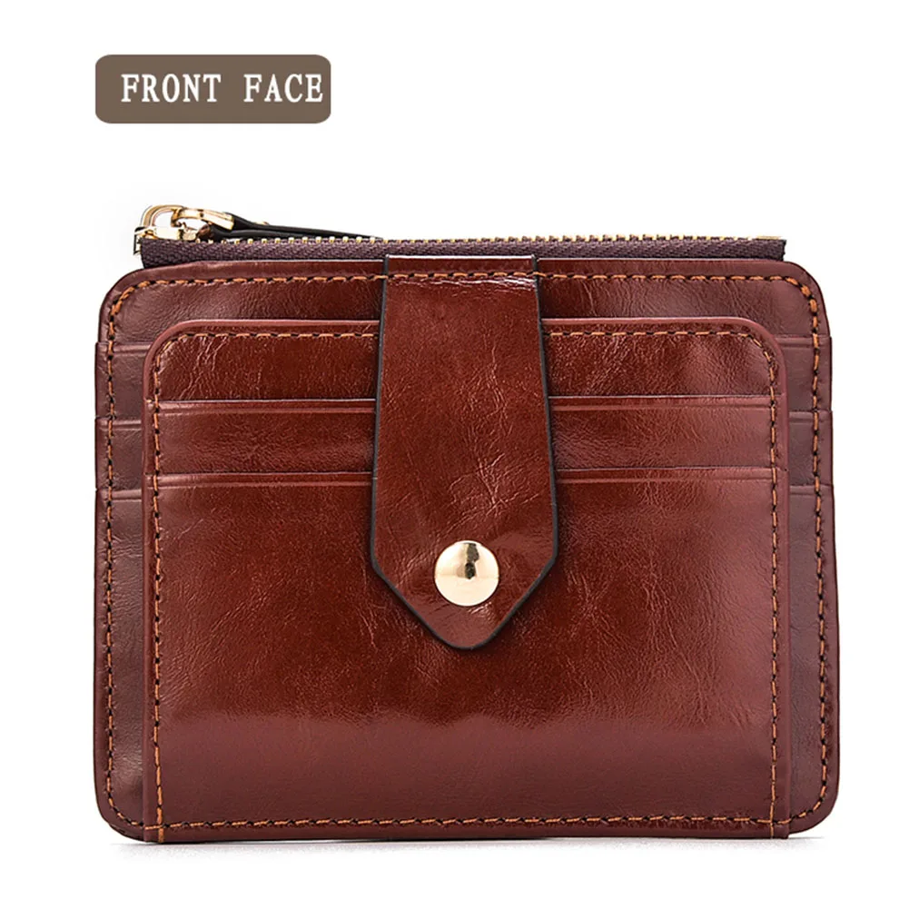

Men's Wax Leather Zipper Magnetic Creative Wallet Hand Pocket Wallet Case Bag Popular