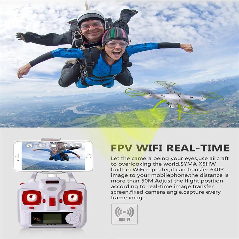 Оригинал Сыма X5hw Радиоуправляемый Дрон с Камера Fpv Drone 6 оси вертолет Wi Fi 4ch Quadcopter