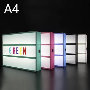 

High-quality A4 Size LED Combination Light Box Night Lamp DIY Black Letters Cards USB Port Powered Cinema Lightbox