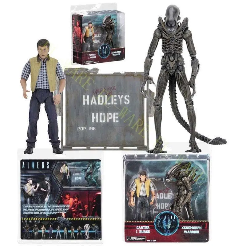 7 дюймов NECA Alien Hadleys Hope Carter J. Burke & Xenomorph Warrior ПВХ фигурка Коллекционная игрушка в