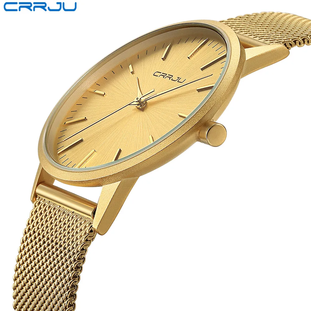 

Men's Watches CRRJU Fashion Casual Ultrathin quartz-watch Stainless Steel Brand Men Wristwatch Male Clock Relogio Masculino
