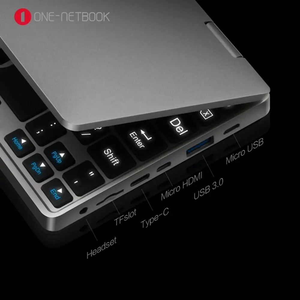 Один Нетбуки игры 7 дюймов алюминиевый корпус ноутбука Windows 10 Intel Cherry Trail x5 z8350