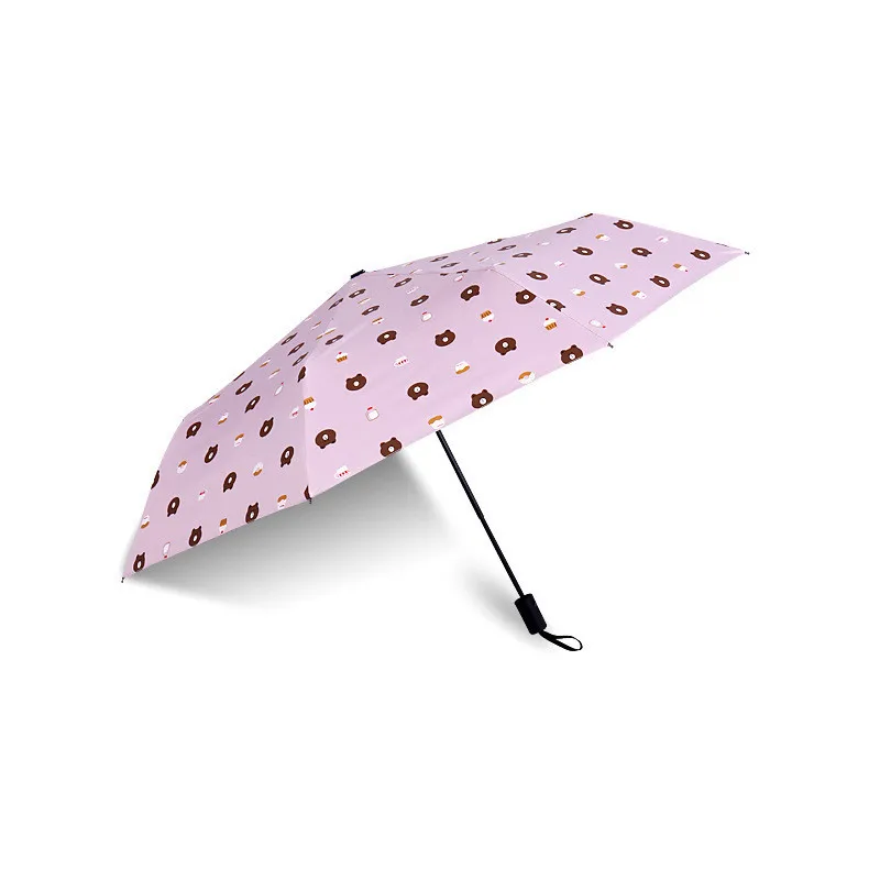 

New Folding Plastic Little Bear Sunshade Rainproof Dual Umbrella Automatic Umbrella for Student Child Outdoor Appliance