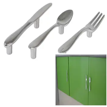

Fixmee Silver Spoon Knife Fork Creative Kitchen Cupboard Handles\Cabinet Handles\Drawer Knobs\Furniture Pulls\Bars Knobs