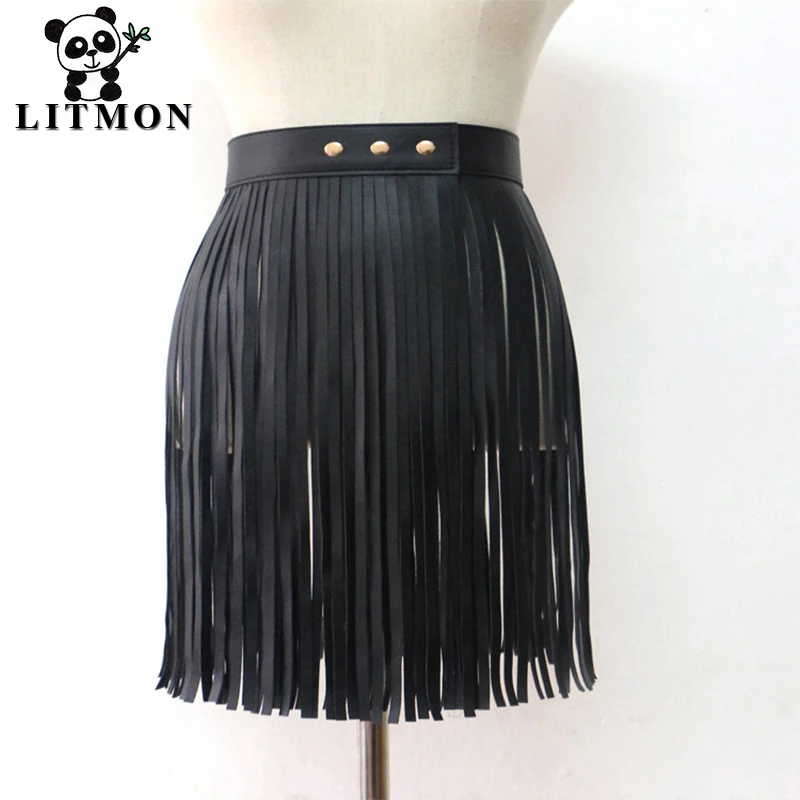 Litmon Garters Belt Female Leather Gothic Punk Waist Adjustable 60 82cm