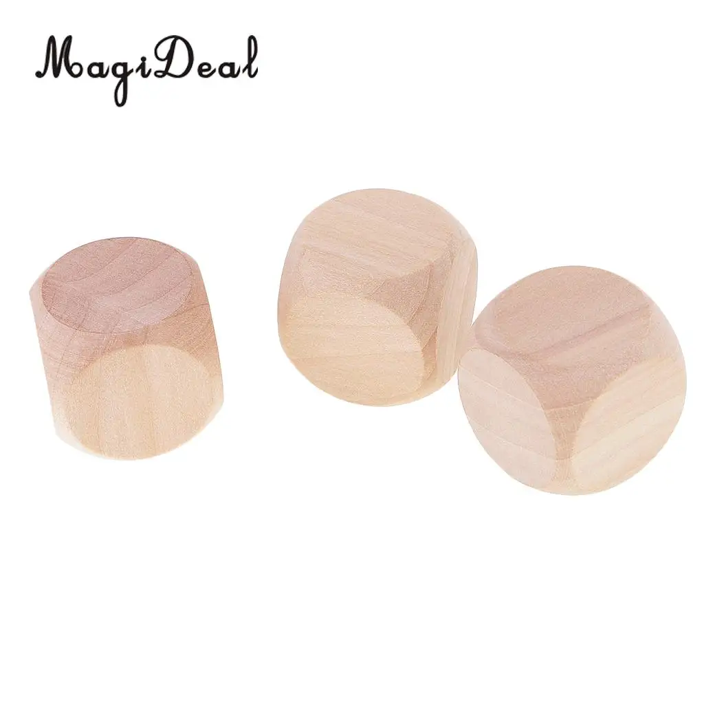 MagiDeal 10 Piece/Set 3cm Wooden Dices D6 Six Sided Blank DIY for D&D TRPG MTG Toys