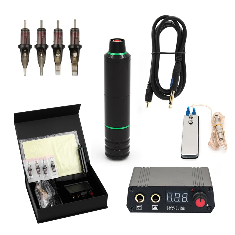 

Professional Tattoo Pen Set Makeup Machine For Eyebrows Forever Tattoo Gun With Power Supply footswitch Cartridges 7001