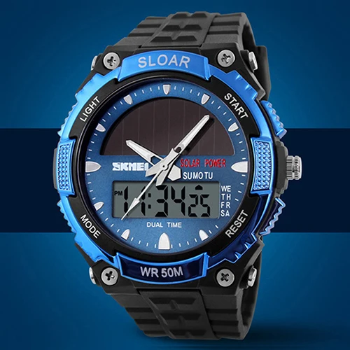 أزياء الرجال الرياضية الطاقة الشمسية ساعة رقمية التوقيت المزدوج عرض 50 متر مقاومة للماء الإلكترونية ساعة معصم ساعة دروبشيبينغ أزياء الرجال الرياضية الطاقة الشمسية ساعة رقمية التوقيت المزدوج عرض 50 متر مقاومة للماء الإلكترونية ساعة معصم ساعة دروبشيبينغ