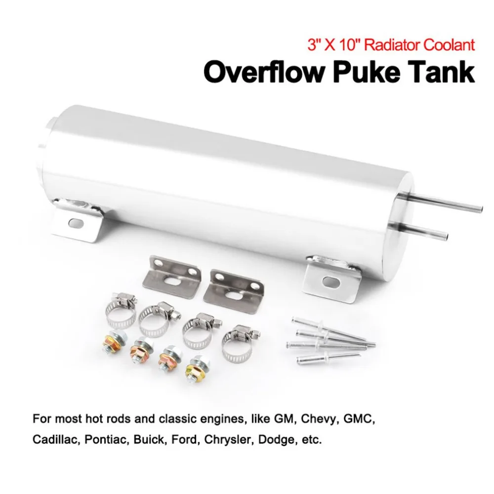 

3"x10" Polished Stainless Steel 32 Oz Radiator Overflow Tank Bottle Catch Can Car Modification Radiator Cooling Water Bottle