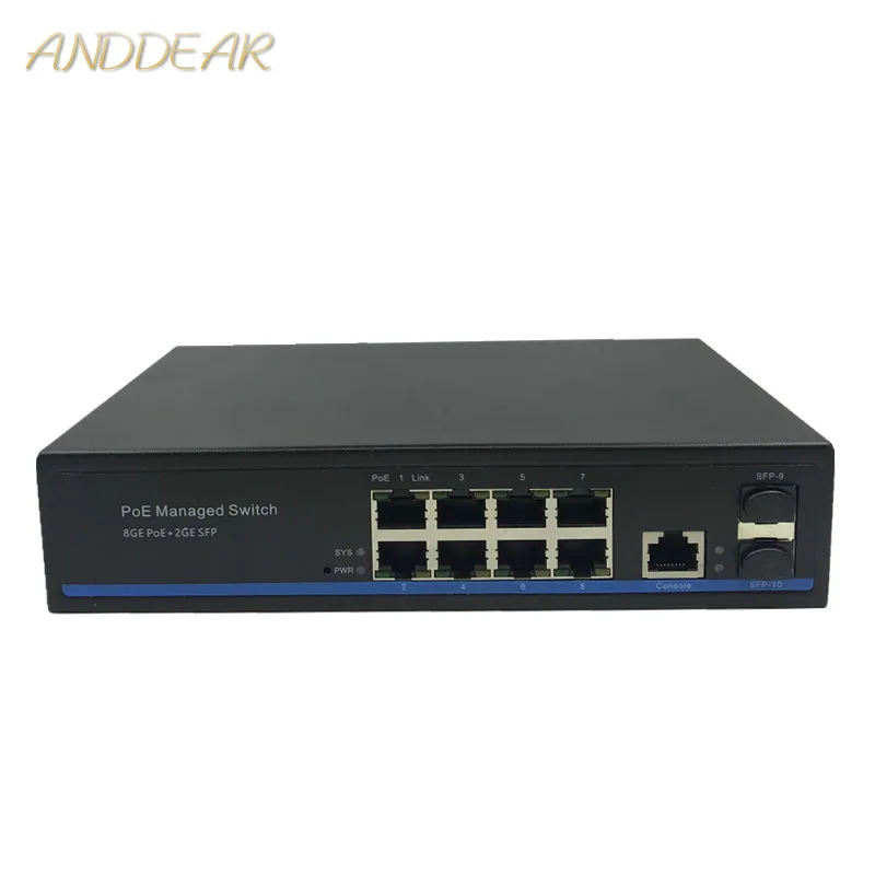Управление 8 портами 10/100/1000 Мбит/с PoE Ethernet коммутатор управляемый с 2 гигабитными