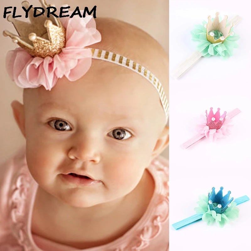 

FLYDREAM Cute Birthday Pearl Glitter Caps Crown Headband Princess Queen Baby Shower Photo Props Children Birthday Party Decor