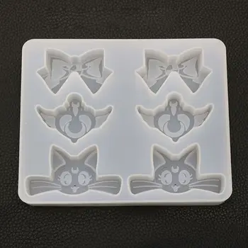 

Cartoon Cat Bowtie Heart Wing Pendant Silicone Mold UV Resin Mold Jewelry Tools
