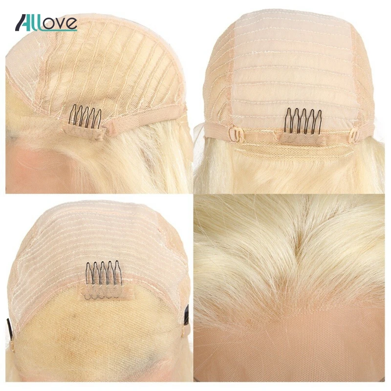 Largo pelucas de cabello humano de la onda del cuerpo Rubio paquetes Allove 13X4 brasileño pelucas de encaje Pre arrancado Frontal pelucas Remy para mujer