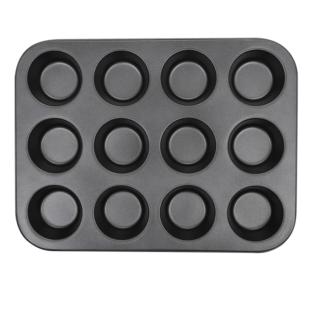 (BAKING MUFFIN PAN) Finether 12-Cup Nonstick Muffin and Cupcake Pan Tart Quiche Pan, Dark Grey2