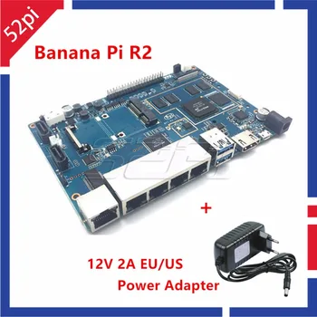 

In Stock! Banana Pi R2 BPI-R2 v1.2 Quad-Core 2GB RAM with SATA WiFi Bluetooth 8GB eMMC +12V 2A EU / US DC Power Adapter/Supply