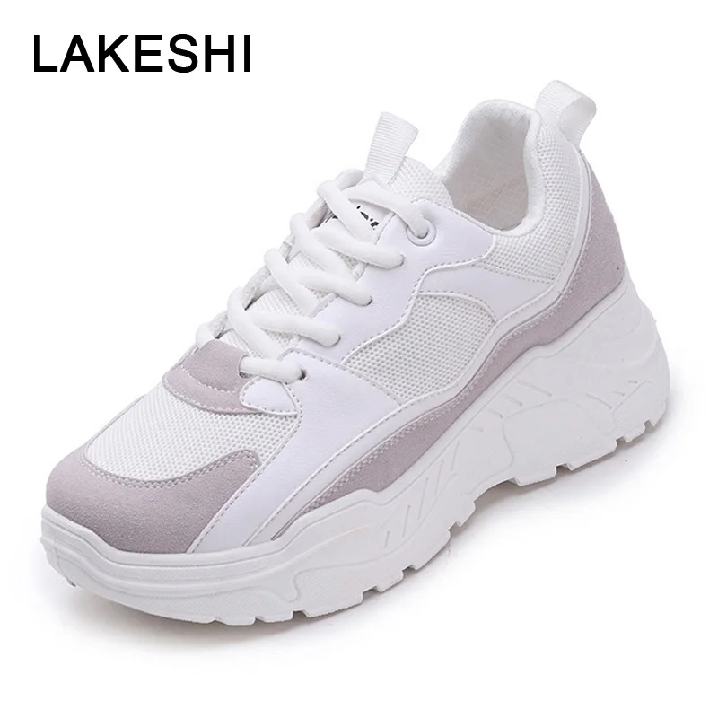 

Women Shoes Chunky Sneakers Breathable Fashion Women Platform Shoes Lace Up Female Trainers White Sneakers Women Casual Shoes