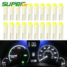 20шт Автомобильный интерьер T5 Led 1 SMD DC 12V светильник Керамическая, для приборной панели манометр инструмент керамический авто боковой Клин светильник лампа