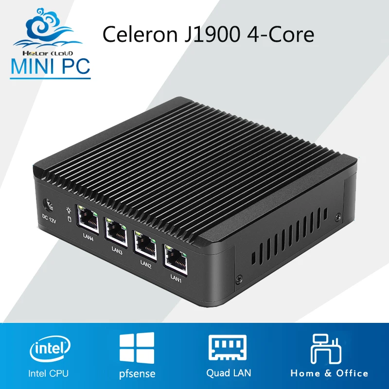 

Fanless Mini PC Celeron j1900 2.0GHz 4*Gagabit Ethernet LAN Mini Computer Pfsense Firewall Router Industrial Computer wifi usb