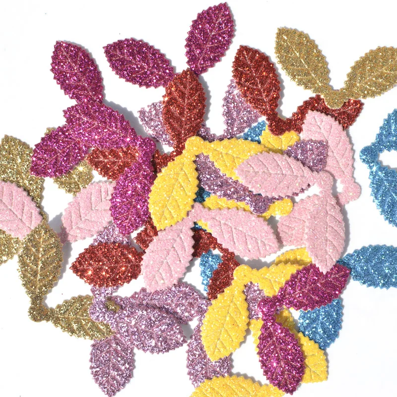 40 шт. разноцветные 20*35 мм блеск кожи Мягкий листьев войлочные Аппликации для DIY Швейные принадлежности детей аксессуары для творчества K09