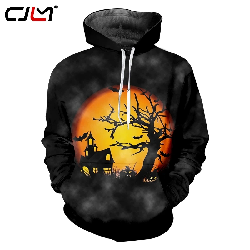 

CJLM Horrible Halloween Men's Big Size 6Xl Hoodies 3D Printed Pumpkin House Man Fashion Best Selling Pullover 5XL