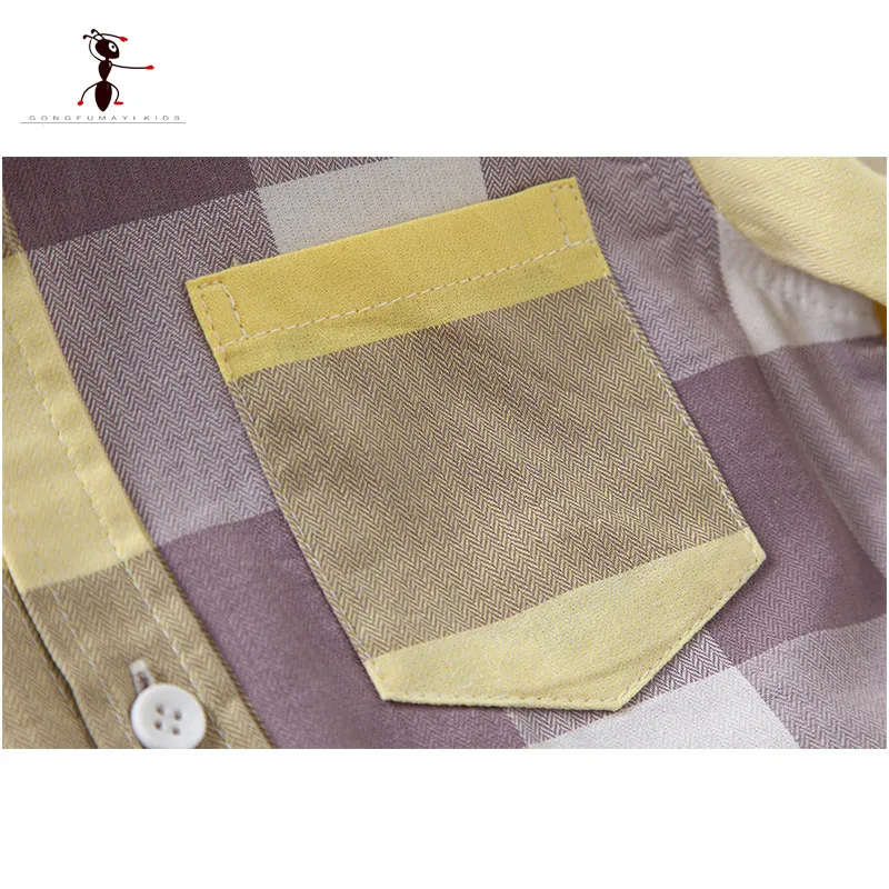 KungFu Ant 2018 Cotton Long Sleeve Turn-down Collar Yellow Plaid Children 3-10 Years Old Kids Boys Shirts 2349 KungFu Ant 2018 Cotton Long Sleeve Turn-down Collar Yellow Plaid Children 3-10 Years Old Kids Boys Shirts 2349