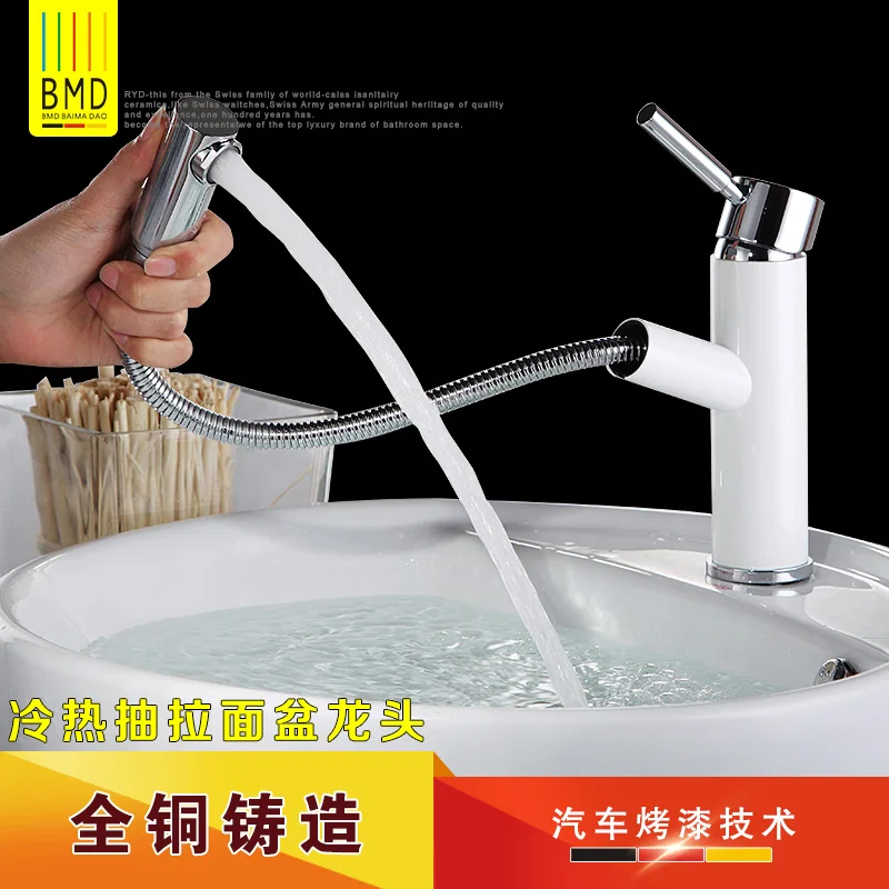 

Germany BMD paint drawing copper basin sink with hot and cold surface vegetable draw telescopic faucet