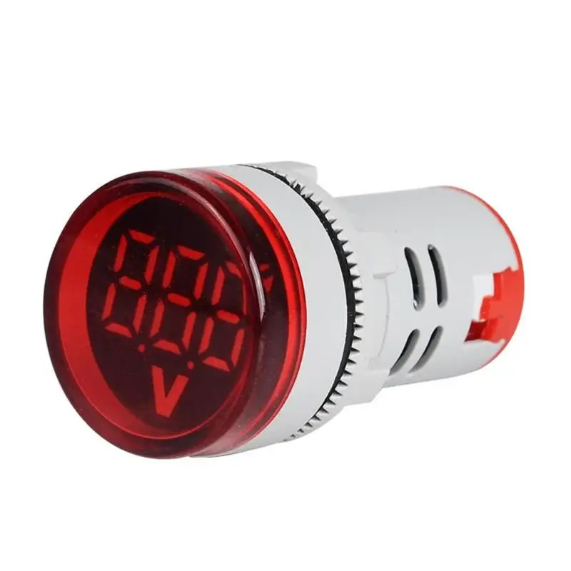 220 V AC 22 мм круглый светодиодный дисплей цифрового вольтметра измеритель вольтметр Амперметр ток индикатор световой сигнал Амперметр Датчик инструмент - Цвет: Красный