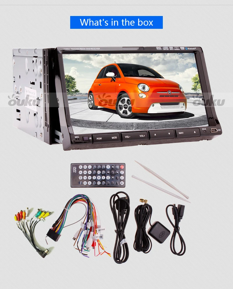 Excellent Rear Camera 7" HD Touch Screen Universal Double 2 DIN Car GPS Stereo MP3 CD DVD Player BT+TV+iPod+SD map+FM/AM/RDS Head Unit 8