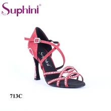 Женские туфли для латинских танцев на высоком каблуке с кристаллами