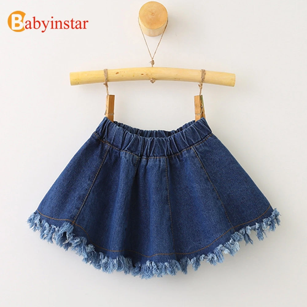 Babyinstar Baby Girls Denim Skirts 2019 Summer Children Clothes Toddler Mini Party Tassel Jeans