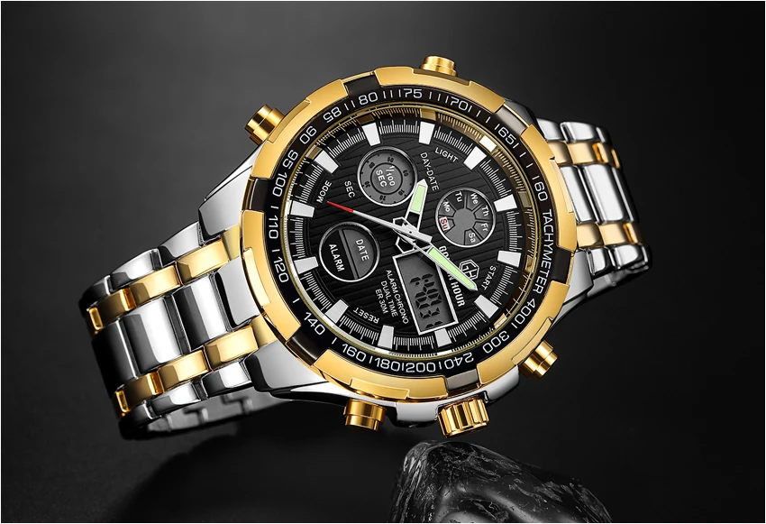 Reloj Hombre GOLDENHOUR Роскошные мужские часы erkek kol saati, Кварцевые спортивные цифровые модные автоматические мужские часы, мужские часы