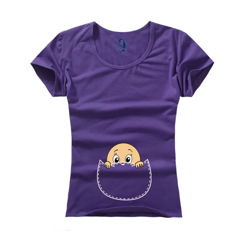 Новые хлопковые Средства ухода за кожей для будущих мам футболка с коротким рукавом специализированные беременных для женщин; Большие размеры XXL - Цвет: Purple