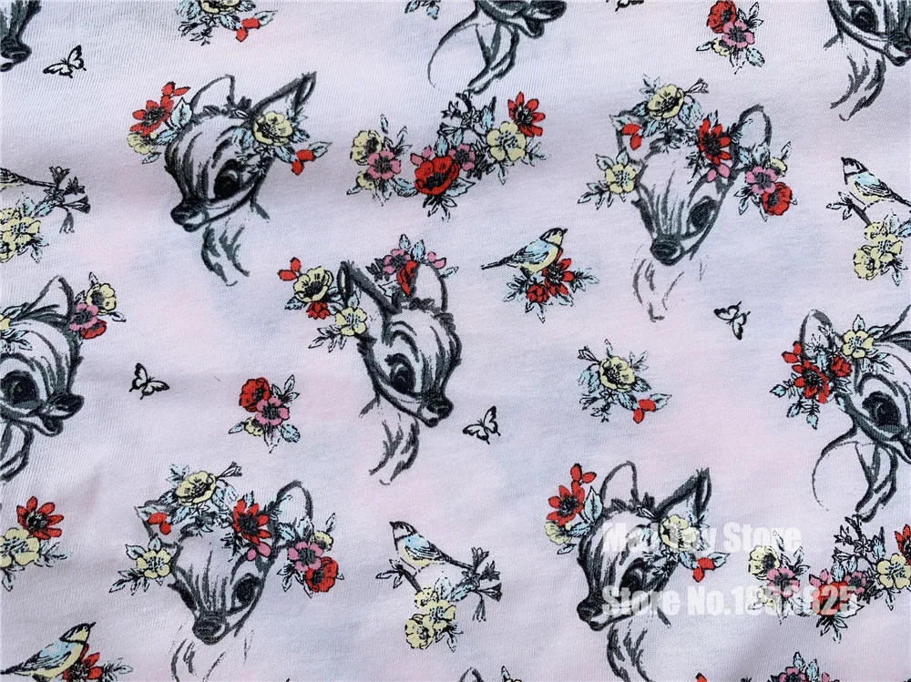 50x175 см Мультфильм Олень Бэмби мягкий вязаный хлопок для маленьких девочек одежда ткань для рукоделия ручной работы ремесло девочка детская одежда юбка