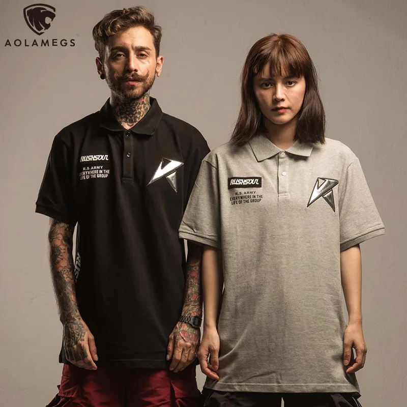 

Aolamegs Mens Polo Shirt Letter Painted Men's Short Sleeve Shirt Simple Fashion Cotton Casual Tees Summer Streetwear
