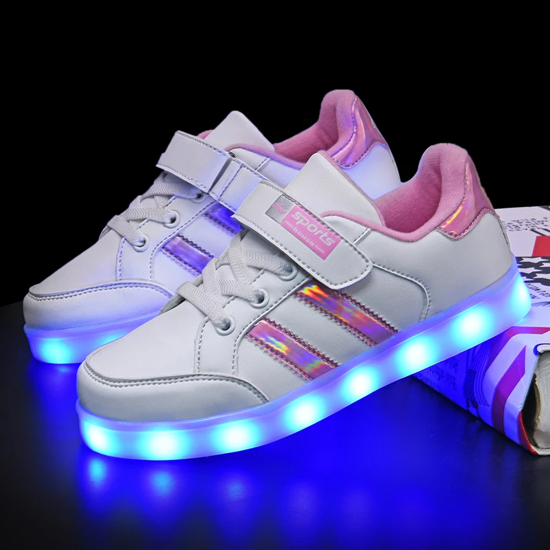 Eu 25-37 Led Shoes Kids And Adults Usb Charger Light Up Air Force For Boys Girls Men Women Fashion Party Glowing Sneakers - Children Casual