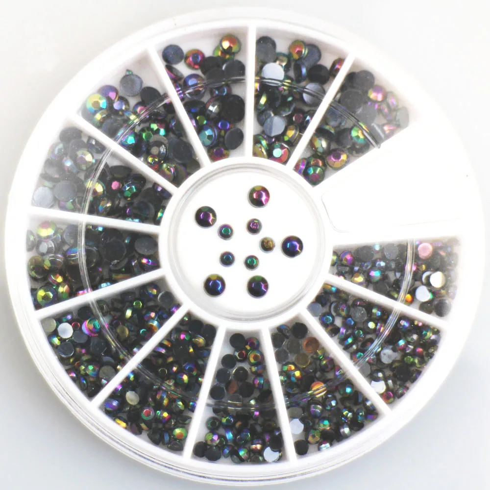 1 Wheel Mixed Size Nail Art Studs Resin Nail Art Rhinestones Shinny