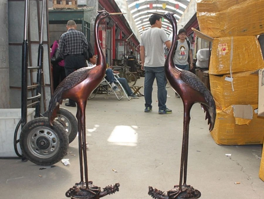 

45 China red Bronze Copper Red-crowned Crane ride Dragon Turtle Tortoise Pair