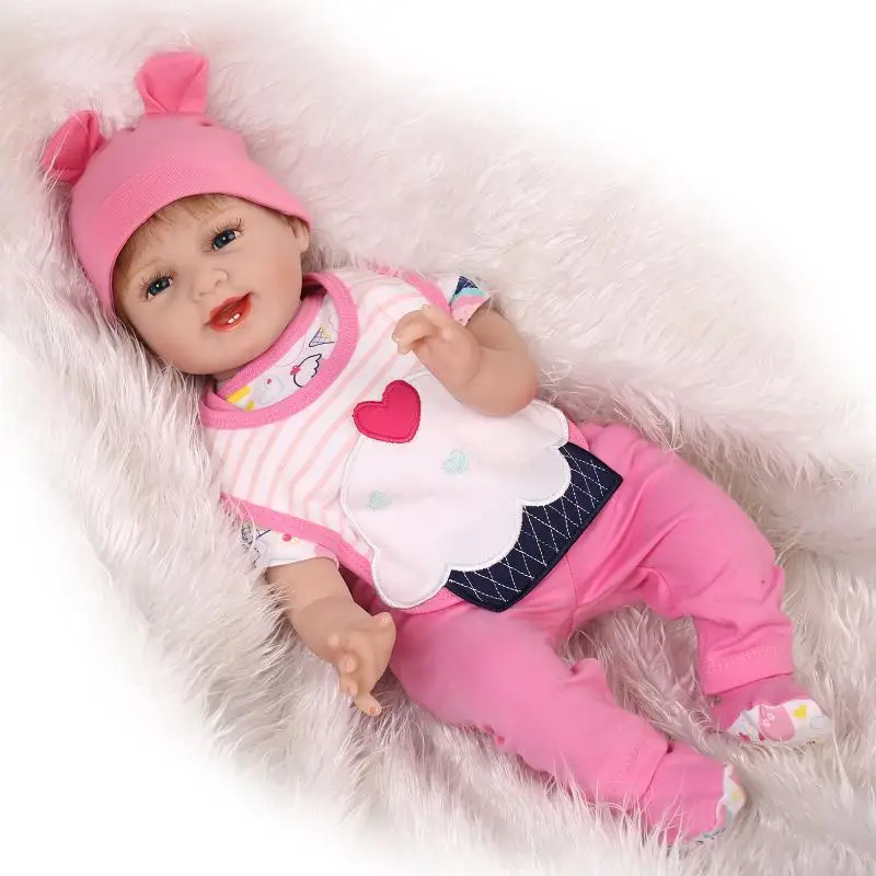 22" Vinyl Reborn Baby Dolls Lifelike Newborn Silicone Girl Doll Toy Xmas Gift 