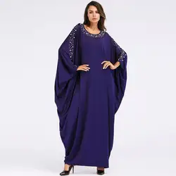 Повседневное Бисер Макси платье мусульманин Абаи рукав «летучая мышь» eid Модные свободные длинный халат платья кимоно Рамадан Ближнем