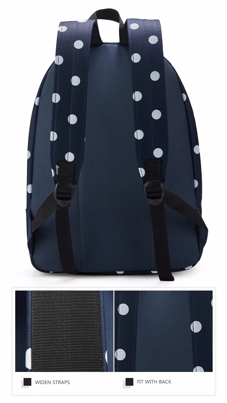 Брендовый черный женский рюкзак в горошек, высококачественный модный рюкзак, школьный рюкзак для студентов, рюкзак для девочек-подростков