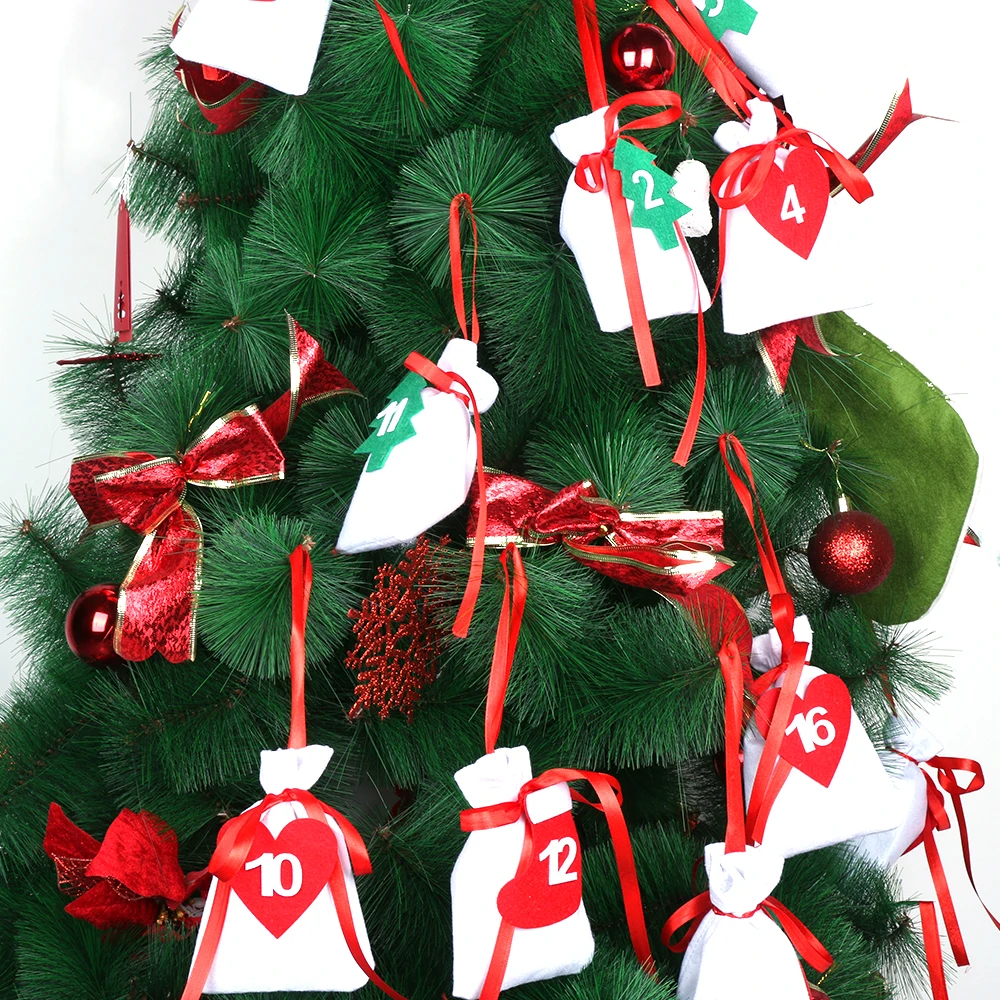 

Christmas Tree Advent Calendar Christmas Advent Calendar Garland Felt 24 Numbers Gift Bags Xmas New Year 2019 Family Calendar