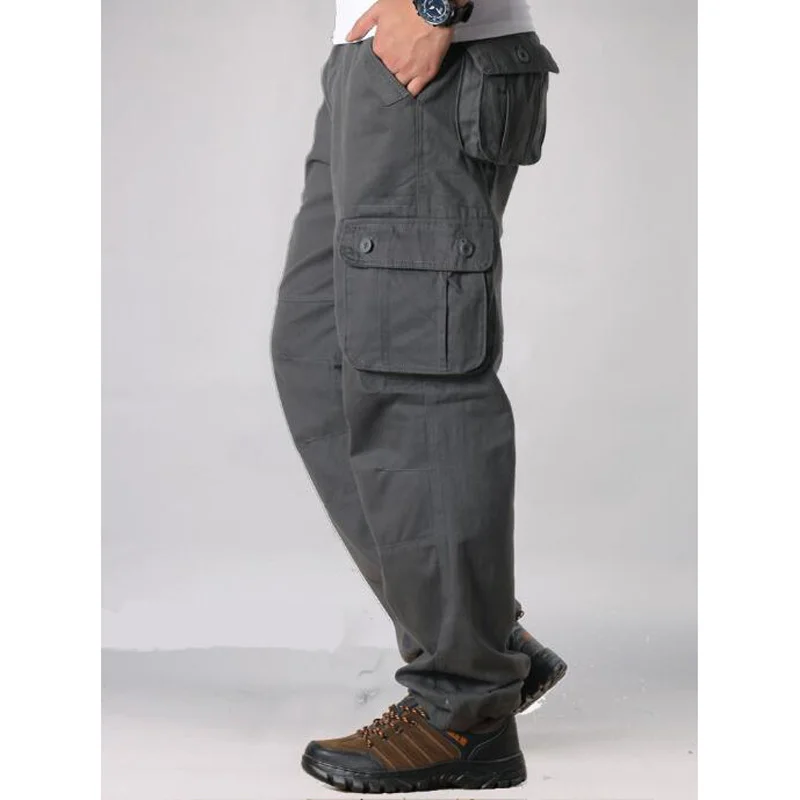 Baratos Pantalones de carga para hombre Pantalones tácticos militares multibolsillos casuales para hombre prendas de vestir pantalones largos de gran tamaño 42 44
