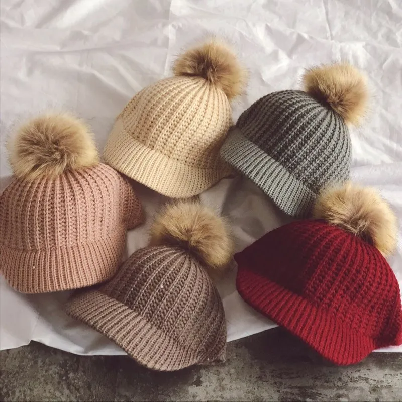 

Fashion Baby Hat Knitted Winter Warm Cap For 1-5 Years Boys Girs Beanies Children Cute Cotton Cap