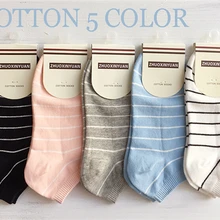 5/10 пар носков комплект Для женщин Карамельный цвет в полоску Хлопковые короткие носки для девочек Athletic Low-Cut в полоску короткие носки