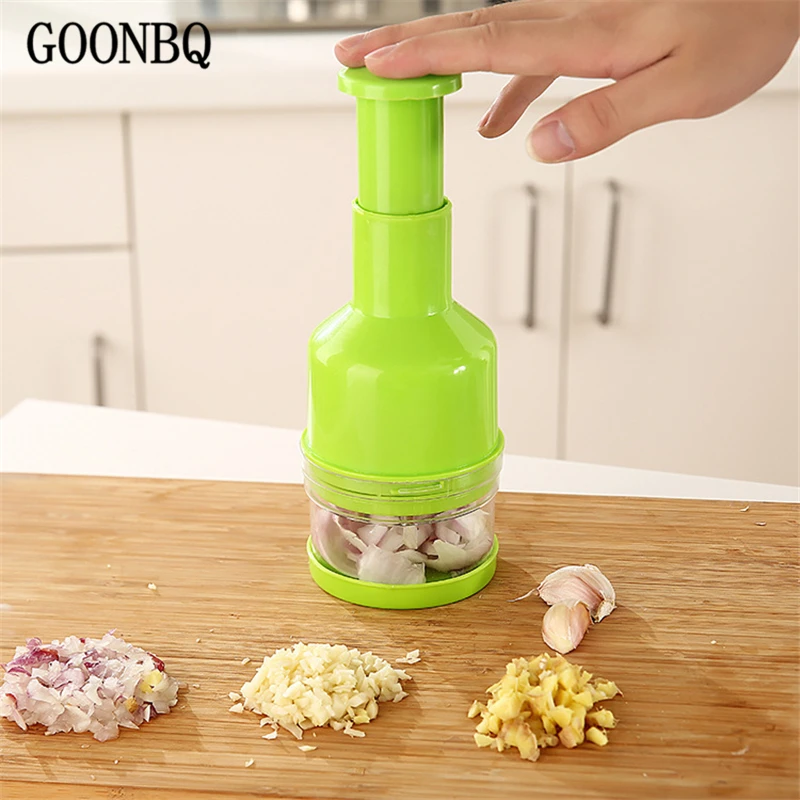 

GOONBQ pc Vegetable Chopper Plastic Grinding Garlic Kitchen Spiral Food Speedy Mixer Meat Fruit Crusher Garlic Press Shredder
