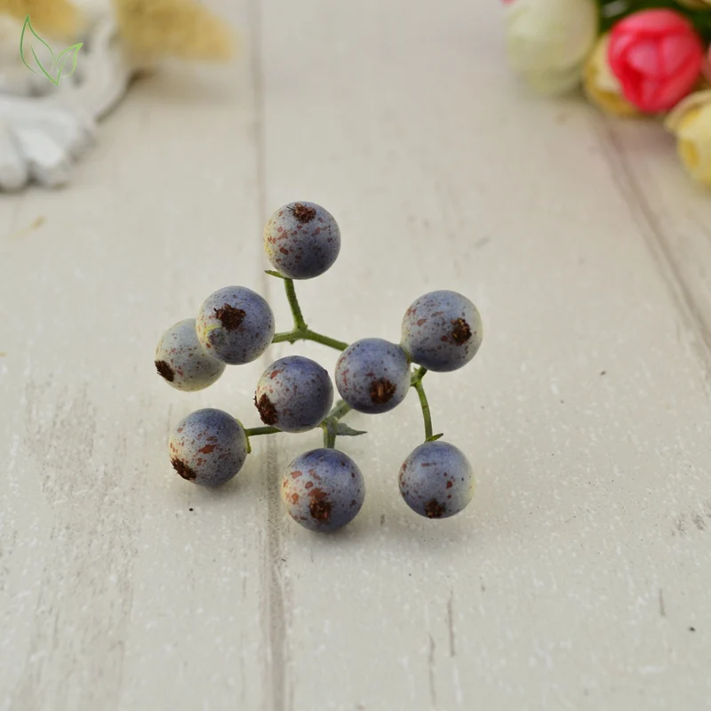 Вишня ягодный искусственный фрукты, цветы дешевые ягоды для украшения свадьбы ручной работы Скрапбукинг поддельные цветы - Цвет: 7 dark blue