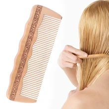 Волосы выгравированы натурального персикового дерева деревянная расческа антистатические расчески для макияжа
