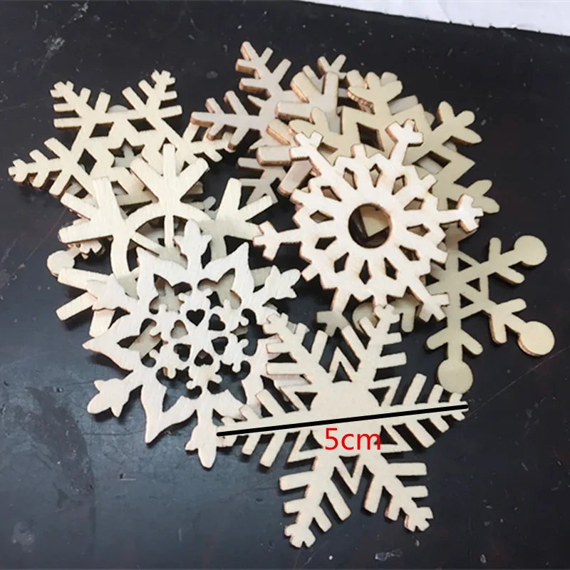 10 шт деревянные снежинки вырезы для детей ремесла Рождественская елка украшения настенное украшение для дома