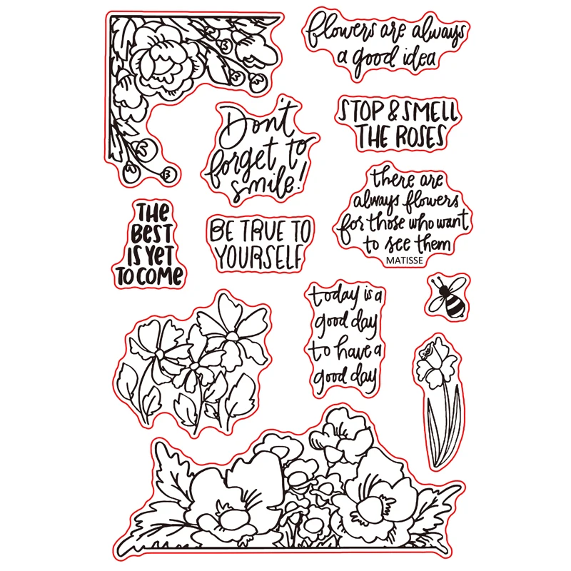 

Flowers Smile Clear Stamps for DIY Scrapbooking DIY Craft Making Decoration Transparent Stempels New 2019 Silicone Seal